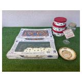Table Covers, Redneck Wine Glass, Metal Containers & Chokin Art Plate