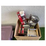Tote of Lawn Sprinklers & Box of Light Bulbs