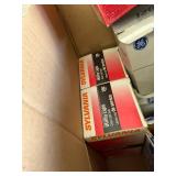 Tote of Lawn Sprinklers & Box of Light Bulbs