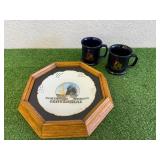 Framed ND Centennial Plate & Centennial Cups