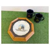 Framed ND Centennial Plate & Centennial Cups