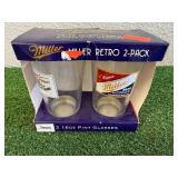 Metal Yankee Girl Sign & Miller 16 oz Glasses