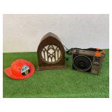 8 Track Player, Speaker & Plastic Emergency 51 Helmet