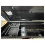 ^Northern Tool + Equipment Deep Crossover Truck Toolbox with Removable Tray, 69in. x 20in. x 19in., Aluminum, Gloss Black, Pushbutton Latches #41914 Msrp $549.99