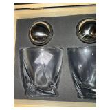 The Wine Savant Whiskey Glass Gift Set Wood Box 2 Glasses Complete