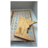 AHeirloom Minnesota State Shaped Bamboo Cutting Board w/ Box Lot of 3