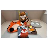 Fox Baby Gift Lot Plush Bib Mittens Pacifier Lovey Backpack Tags