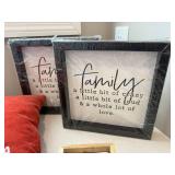 Home Decor Lot Framed Family Signs Pillow Coaster Set Good
