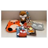 Fox Themed Kids Gift Lot Plush Backpack, Mittens, Pouch, Pacifier, Bib and Plush Toys Decor Assorted