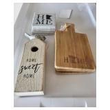 set of coasters and 3 small cheese boards - Home Sweet Home Sign Set