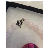 SOTAPOP Pink Bead Bracelet with Marble Pink Disc Pendant 8ct