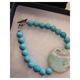 Sotapop Turquoise Bead Bracelet with Round Marbled Pendant (Lot of 10)