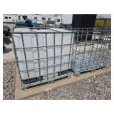 IBC Tote in Steel Cage - Damaged Top Deck with Large Hole