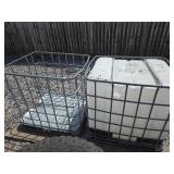 IBC Tote in Steel Cage - Damaged Top Deck with Large Hole