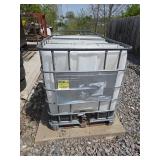IBC Tote in Steel Cage - Damaged Top Deck with Large Hole
