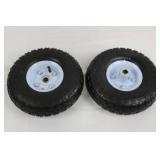 Pair of 3.50-4 Pneumatic Wheels for Carts (Lot of 2)