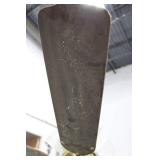 Five-Blade Wood-Grain Ceiling Fan - Brass Fixture with Frosted Glass Lights (Not Tested)