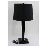 Table Lamp With Fabric Drum Shade On Square Base
