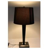 Table Lamp With Fabric Drum Shade On Square Base