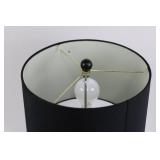 Table Lamp With Fabric Drum Shade On Square Base