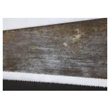Two Antique Handsaws with Carved Wooden Handles - Rusted Blades