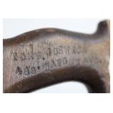 Two Antique Handsaws with Carved Wooden Handles - Rusted Blades