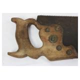 Vintage Wood-Handled Handsaws with Rusted Blades