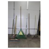 Garden Tools Lot - Leaf Rake, Rakes, Broom