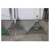 Garden Tools Lot - Leaf Rake, Rakes, Broom