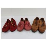 MIKEKONOS 9127201 Red Suede Loafers - ALDO Tan Leather Dress Shoes (Lot of 3)
