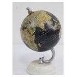 Vintage World Globe on Marble Base with Curved Metal Stand 7.5"L