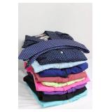 Express Dress Shirt - Navy with Pink Polka Dots, Fitted, Size Large