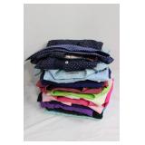 Express Dress Shirt - Navy with Pink Polka Dots, Fitted, Size Large