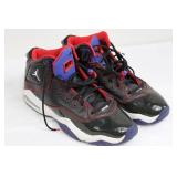 Air Jordan Jumpman Sneakers - Black Leather with Red Stitching and Blue Tongue - Size US 10