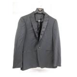 Calvin Klein 42R Blazer - Satin Lapel & Micro-Check Pattern