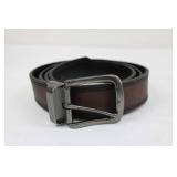 Assorted Leather Belts (3) - Plaid Pattern Belt, Plain Leather Belt with Gunmetal Buckle