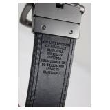 Assorted Leather Belts (3) - Plaid Pattern Belt, Plain Leather Belt with Gunmetal Buckle