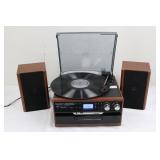 Boytone 33/45/78 RPM Turntable System with AM/FM Radio, Cassette, USB/SD & Speakers