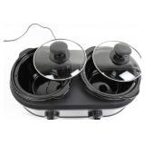 Rival MINI Dual Electric Cooker with Two Glass-Lidded Pots - 120V