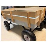 LITTLE KIDS BLUE WAGON WITH WOODEN SIDE RAILS