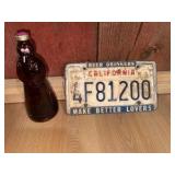 Novelty Bar Decor – California “Beer Drinkers Make Better Lovers” License Plate & Figural Bottle.