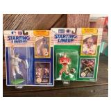 Kenner Starting Lineup Ken Griffey Jr. 1990 jumping pose & Joe Montana San Francisco 49ers action figure with collectors cards.