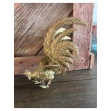 Mid Century solid brass fighting rooster figurine