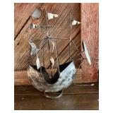Vintage Handmade Welded Metal Sailboat Sculpture / Folk Art Decor.