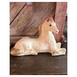Chalkware / Plaster Reclining Horse Figurine.
