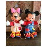 Vintage Disney Mickey & Minnie Mouse Learning Activity Dolls – Lace Up / Zip / Button