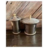 Vintage Silverplate Vanity Bathroom Canister & Toothbrush Holder Set