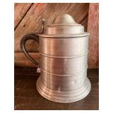 Lidded Pewter Style Beer Stein Tankard Mug w/ Ceramic Liner