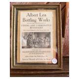 Framed Antique Albert Lea Bottling Works Advertising Print – Circa 1912 Minnesota Soda/Cider Advertisement