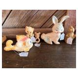 Vintage 1950s Rubber Squeaker Toy Lot – Bunny, Fish, Teddy Bear, Kitten & Baby Rattle